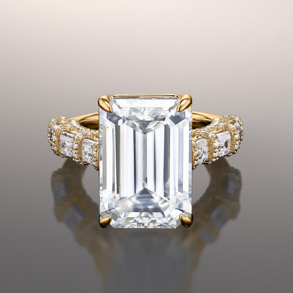 The Magritte Ring with Emerald Cut Diamond in 14KT Yellow Gold view 1
