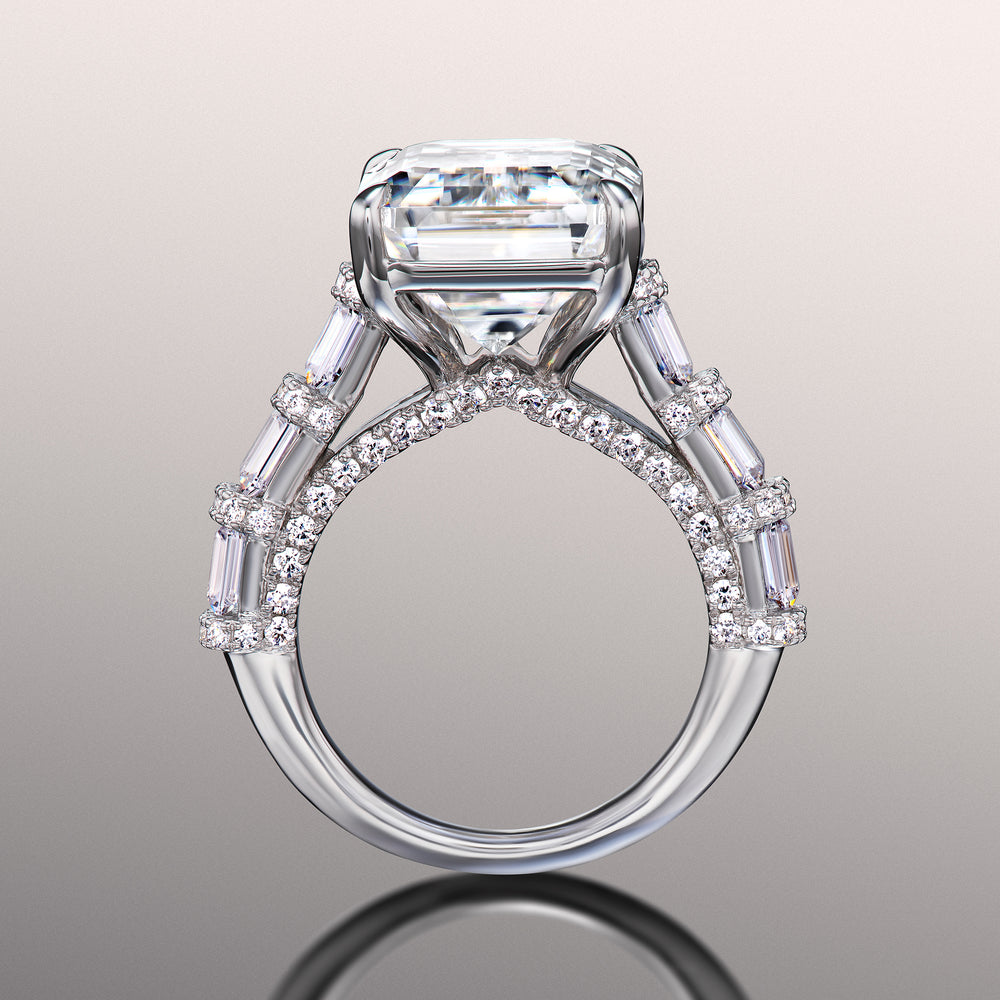 Emerald Cut The Magritte Ring with Lab Grown Diamond in 14KT White Gold view 2
