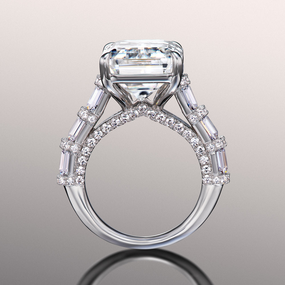 The Magritte Ring with Emerald Cut Diamond in 14KT Platinum view 3
