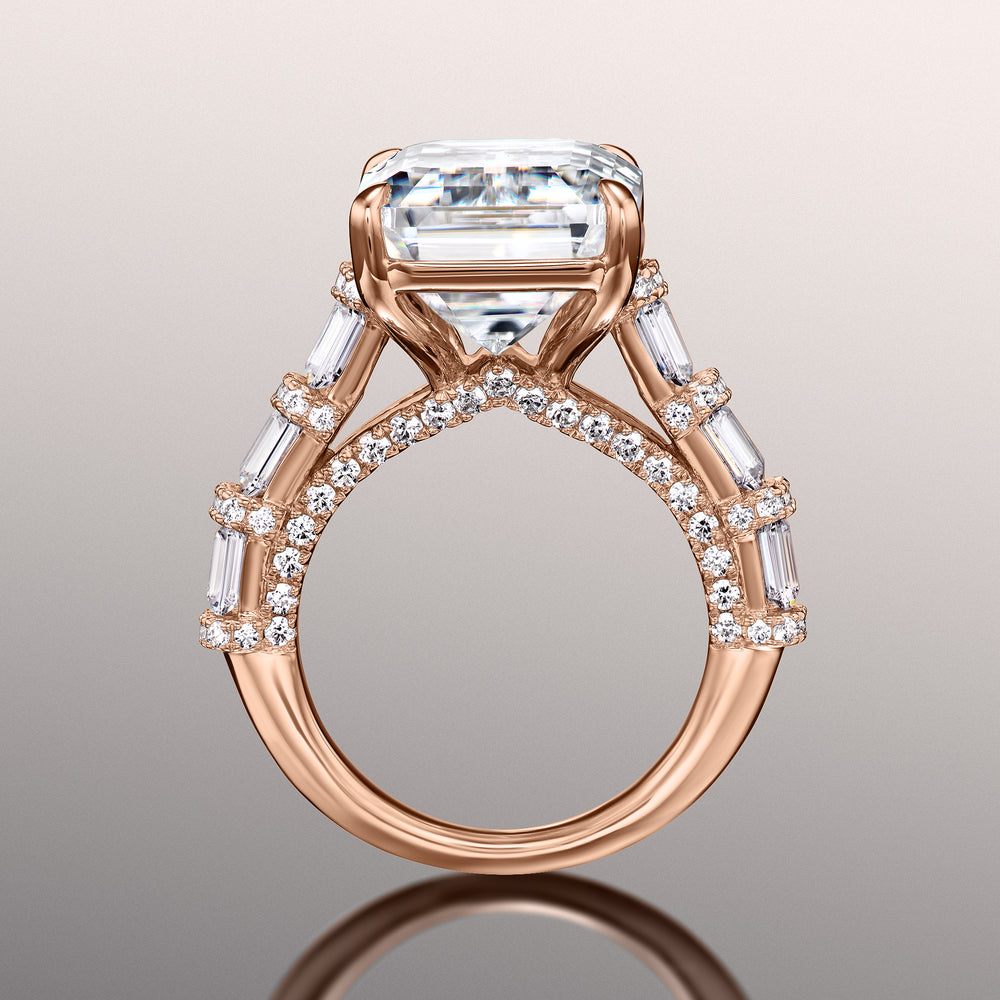 Emerald Cut The Magritte Ring with Lab Grown Diamond in 14KT Rose Gold view 2
