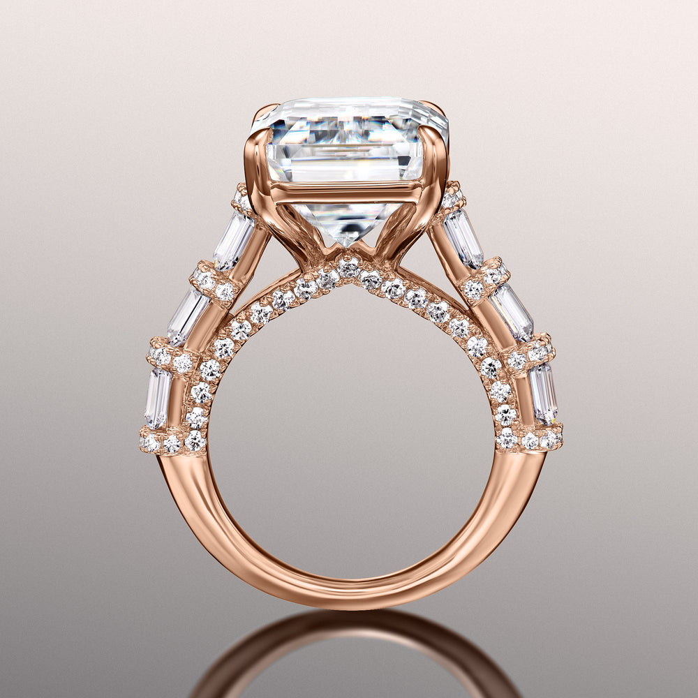 The Magritte Ring with Emerald Cut Diamond in 14KT Rose Gold view 3
