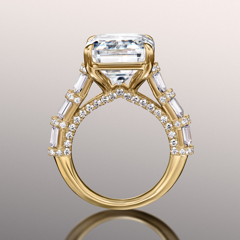 The Magritte Ring with Emerald Cut Diamond in 14KT Yellow Gold view 3
