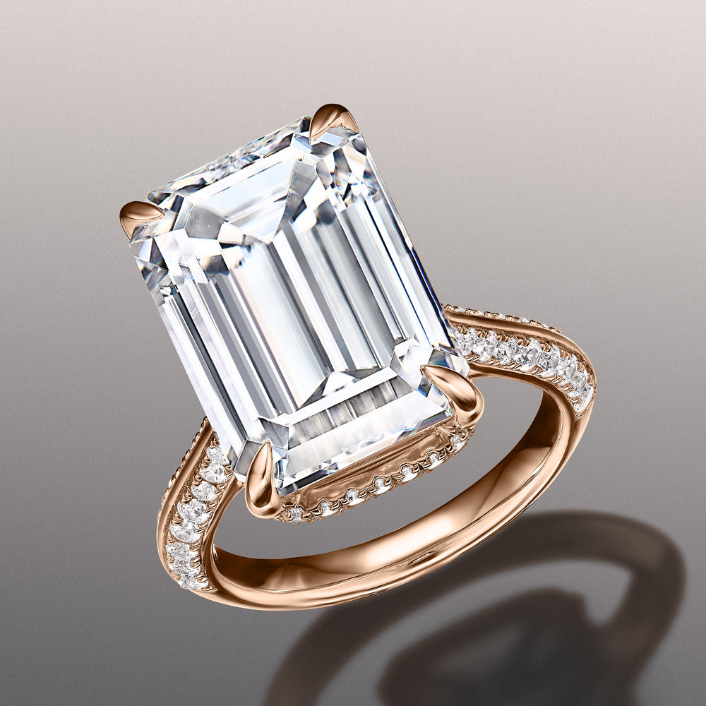 The Picasso Ring with Emerald Cut Diamond in 14KT Rose Gold view 2
