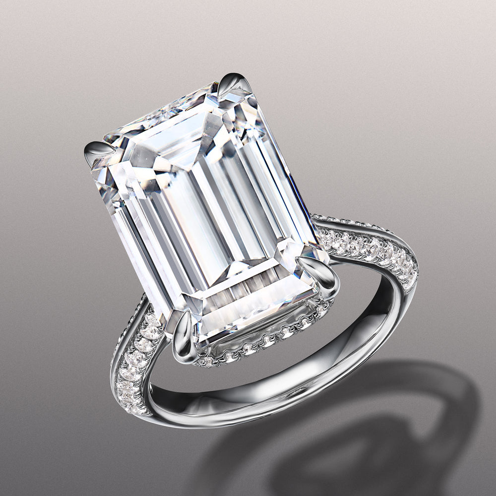 The Picasso Ring with Emerald Cut Diamond in 14KT Platinum view 3
