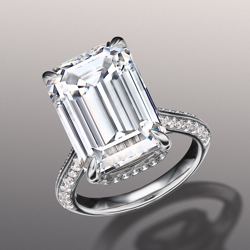Emerald Cut The Picasso Ring with Lab Grown Diamond in 14KT White Gold view 3
