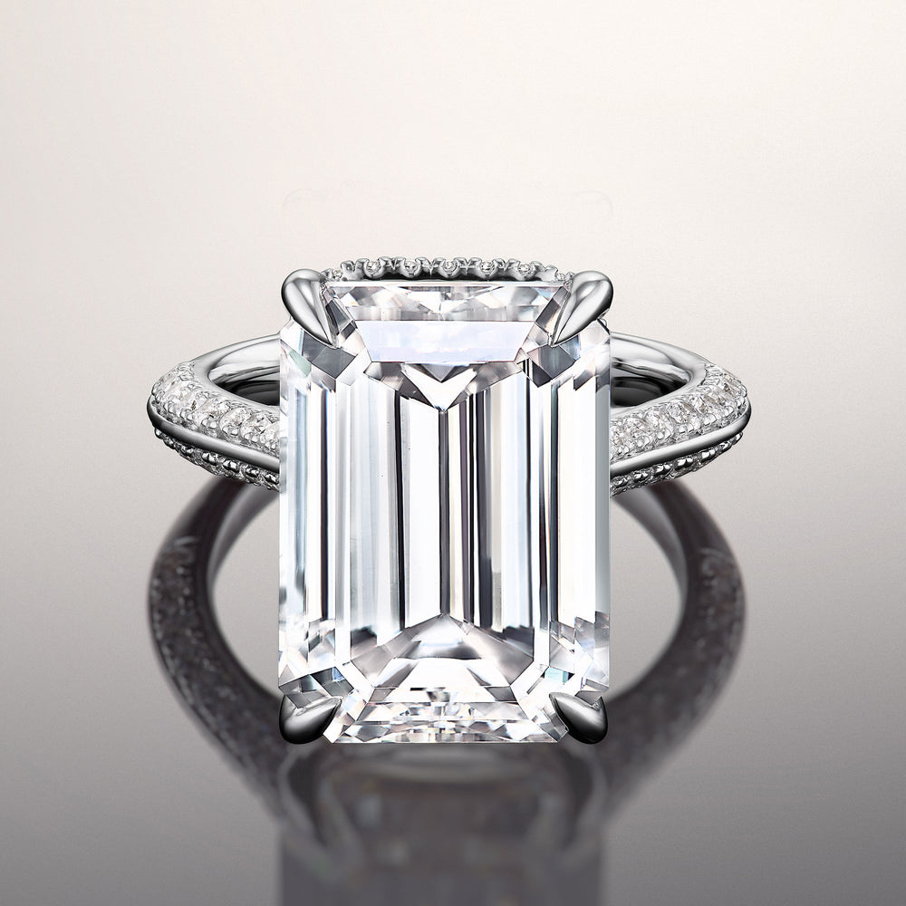 The Picasso Ring with Emerald Cut Diamond in 14KT Platinum view 1

