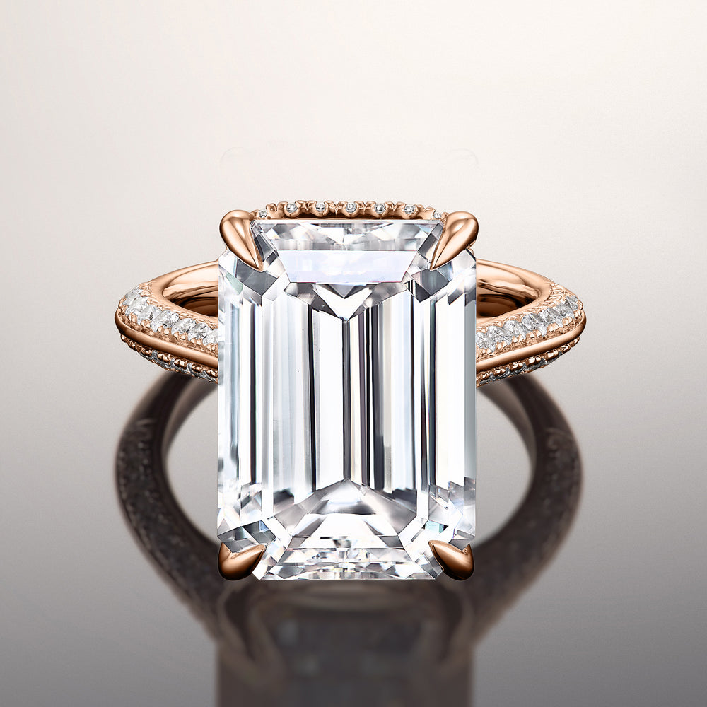 Emerald Cut The Picasso Ring with Lab Grown Diamond in 14KT Rose Gold view 1
