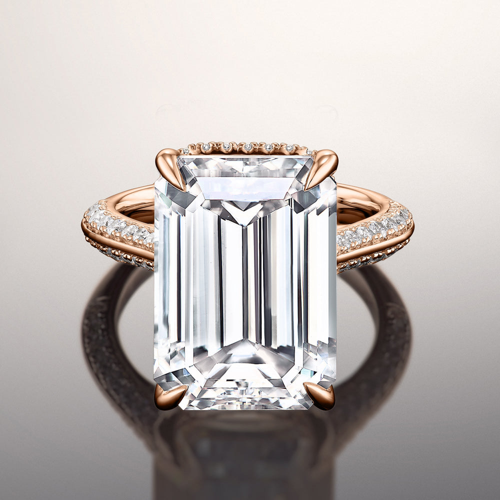 The Picasso Ring with Emerald Cut Diamond in 14KT Rose Gold view 1
