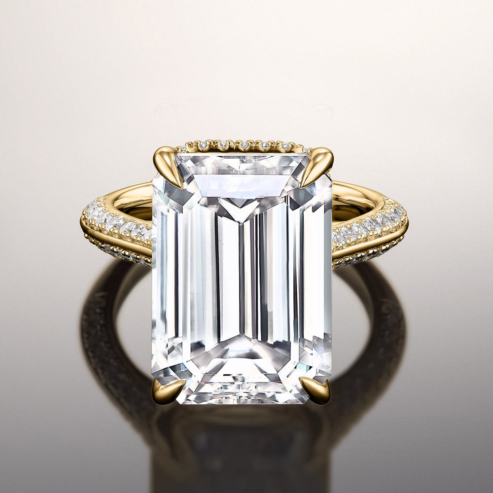 The Picasso Ring with Emerald Cut Diamond in 14KT Yellow Gold view 1
