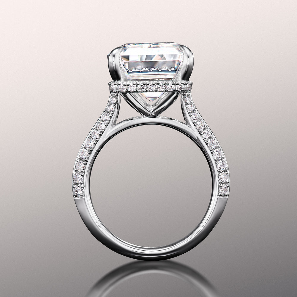 The Picasso Ring with Emerald Cut Diamond in 14KT Platinum view 2
