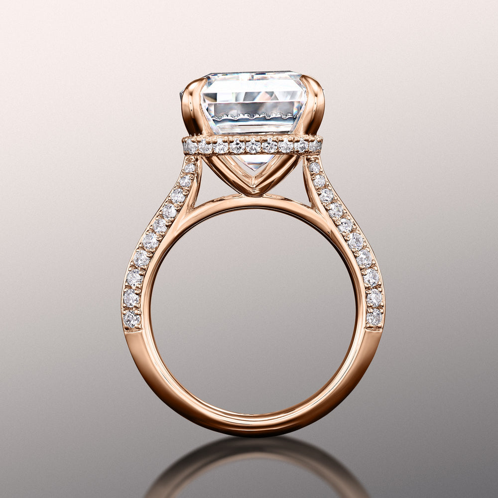 The Picasso Ring with Emerald Cut Diamond in 14KT Rose Gold view 3

