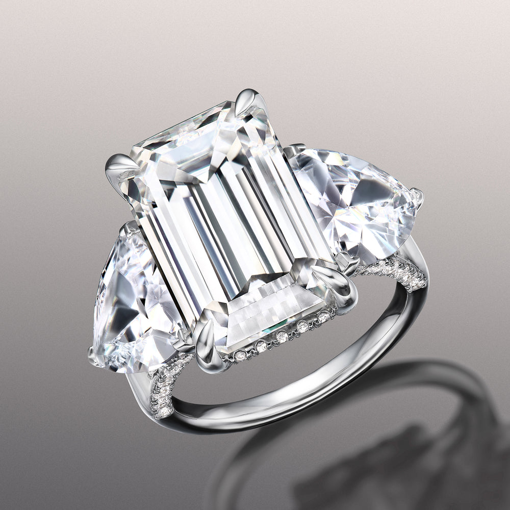 The Bierstadt Reserve Rings with Emerald Cut Diamond in 14KT Platinum view 3
