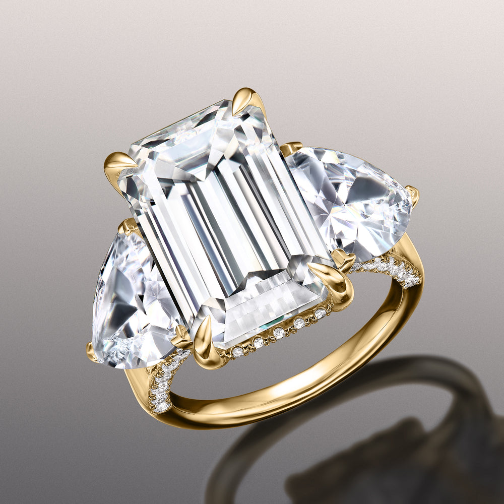 The Bierstadt Reserve Rings with Emerald Cut Diamond in 14KT Yellow Gold view 3
