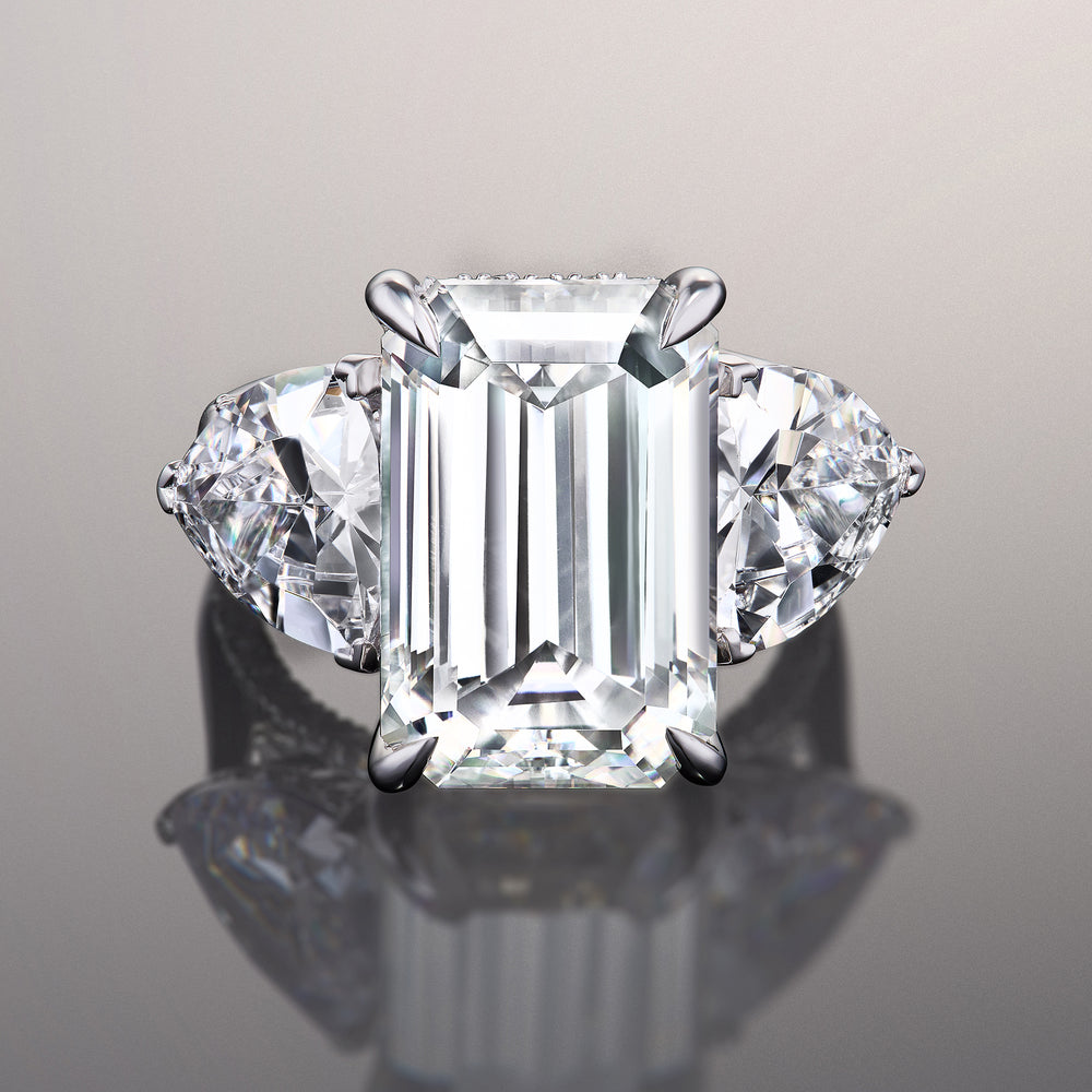 The Bierstadt Reserve Rings with Emerald Cut Diamond in 14KT Platinum view 1
