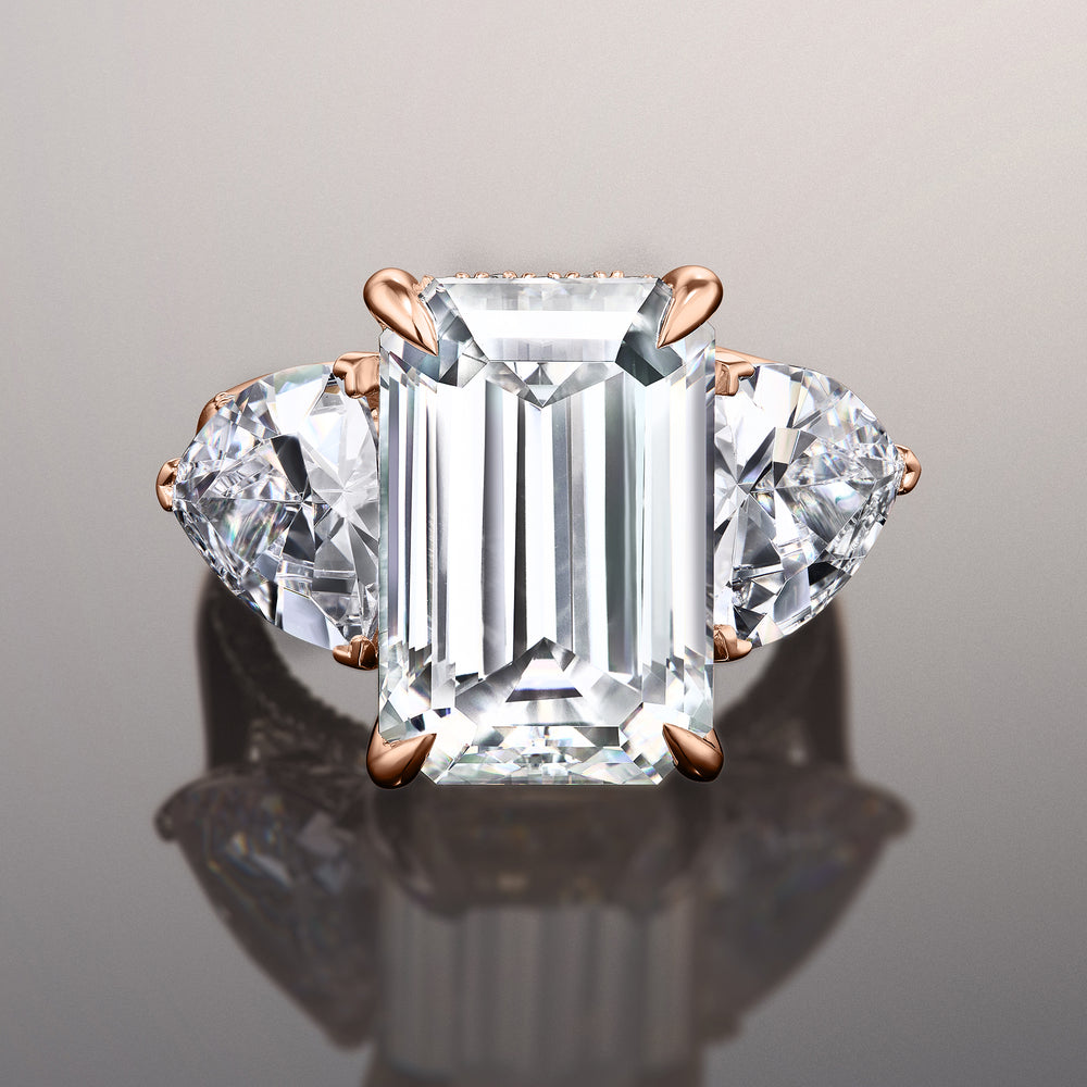 The Bierstadt Reserve Rings with Emerald Cut Diamond in 14KT Rose Gold view 1
