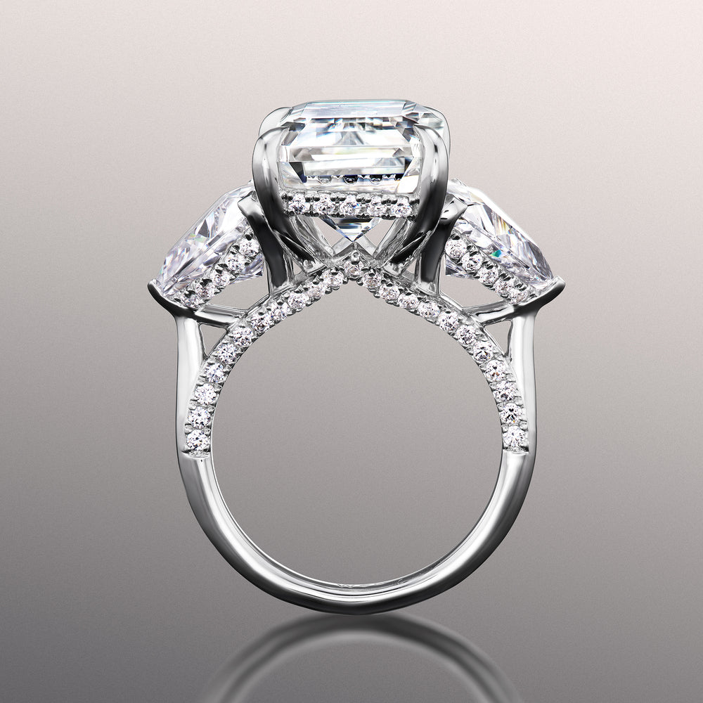 The Bierstadt Reserve Rings with Emerald Cut Diamond in 14KT Platinum view 2
