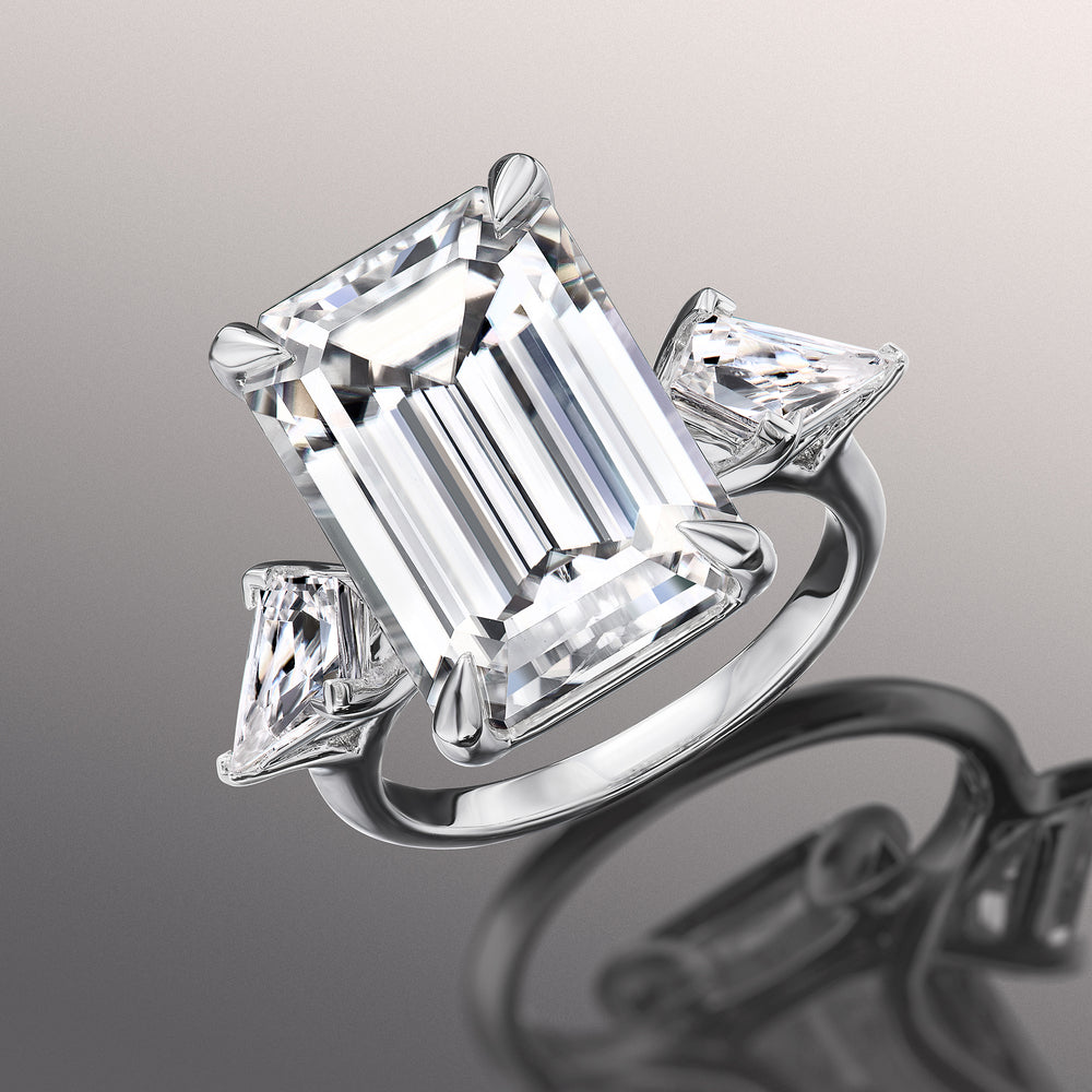 Emerald Cut The Miró Ring with Lab Grown Diamond in 14KT White Gold view 3
