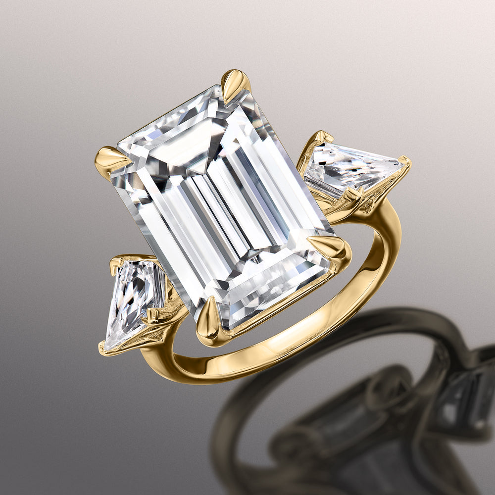 Emerald Cut The Miró Ring with Lab Grown Diamond in 14KT Yellow Gold view 3
