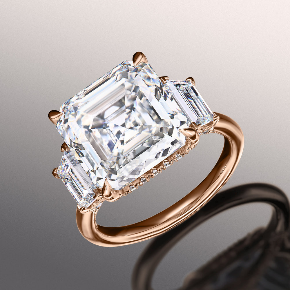 Asscher Cut The Vecellio Ring with Lab Grown Diamond in 14KT Rose Gold view 3
