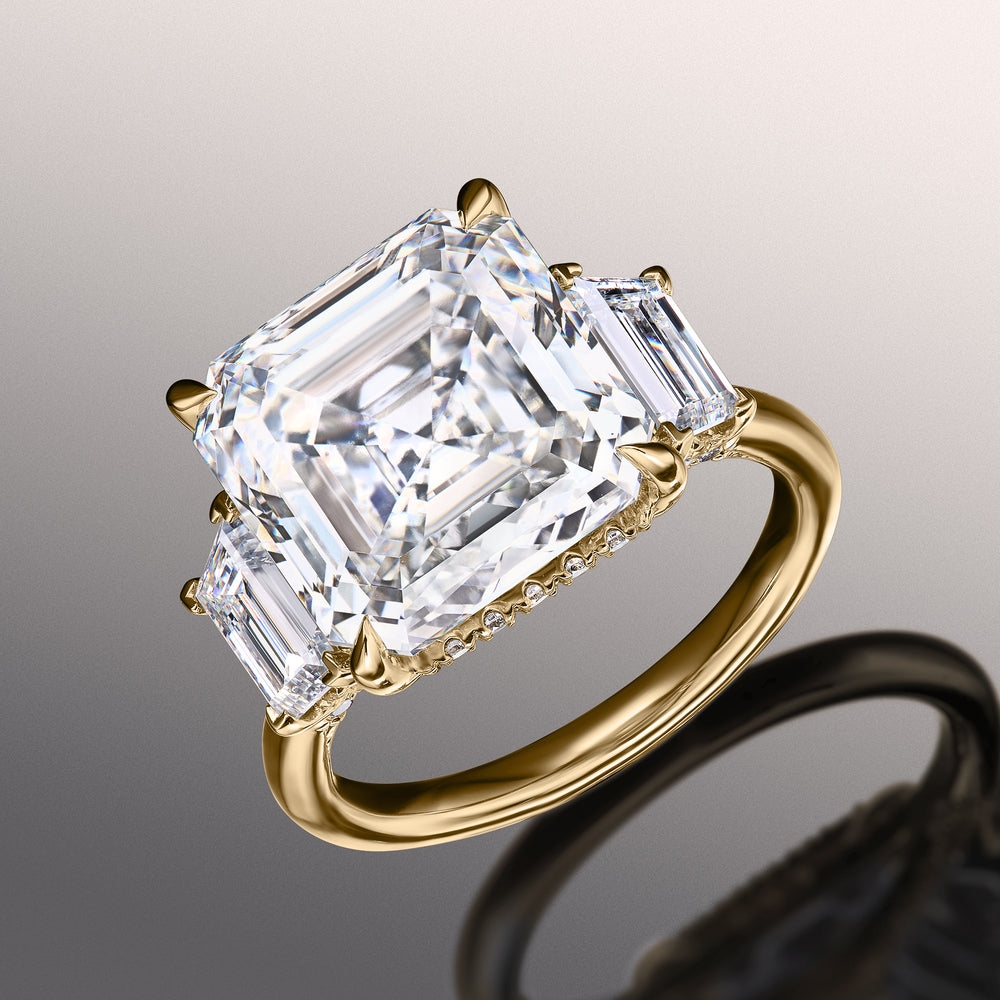 Asscher Cut The Vecellio Ring with Lab Grown Diamond in 14KT Yellow Gold view 3
