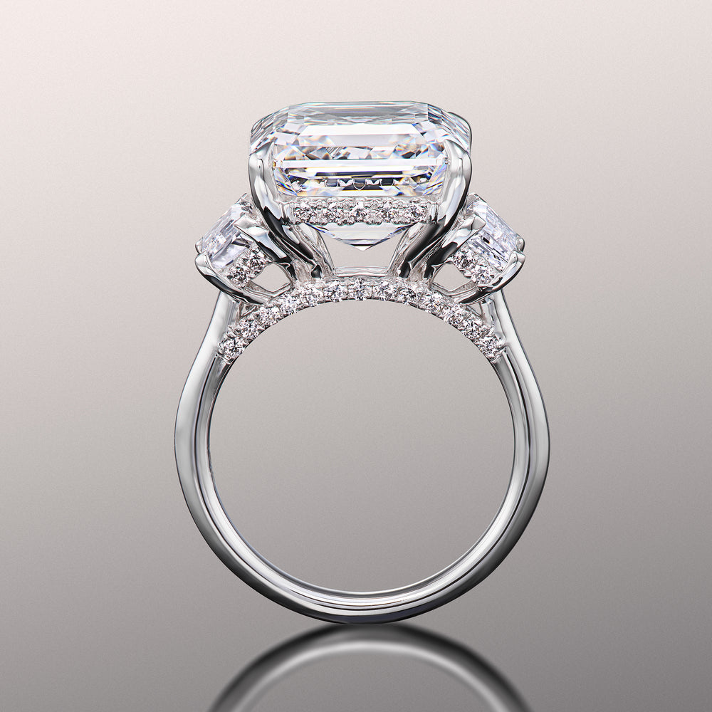 Asscher Cut The Vecellio Ring with Lab Grown Diamond in 14KT White Gold view 2
