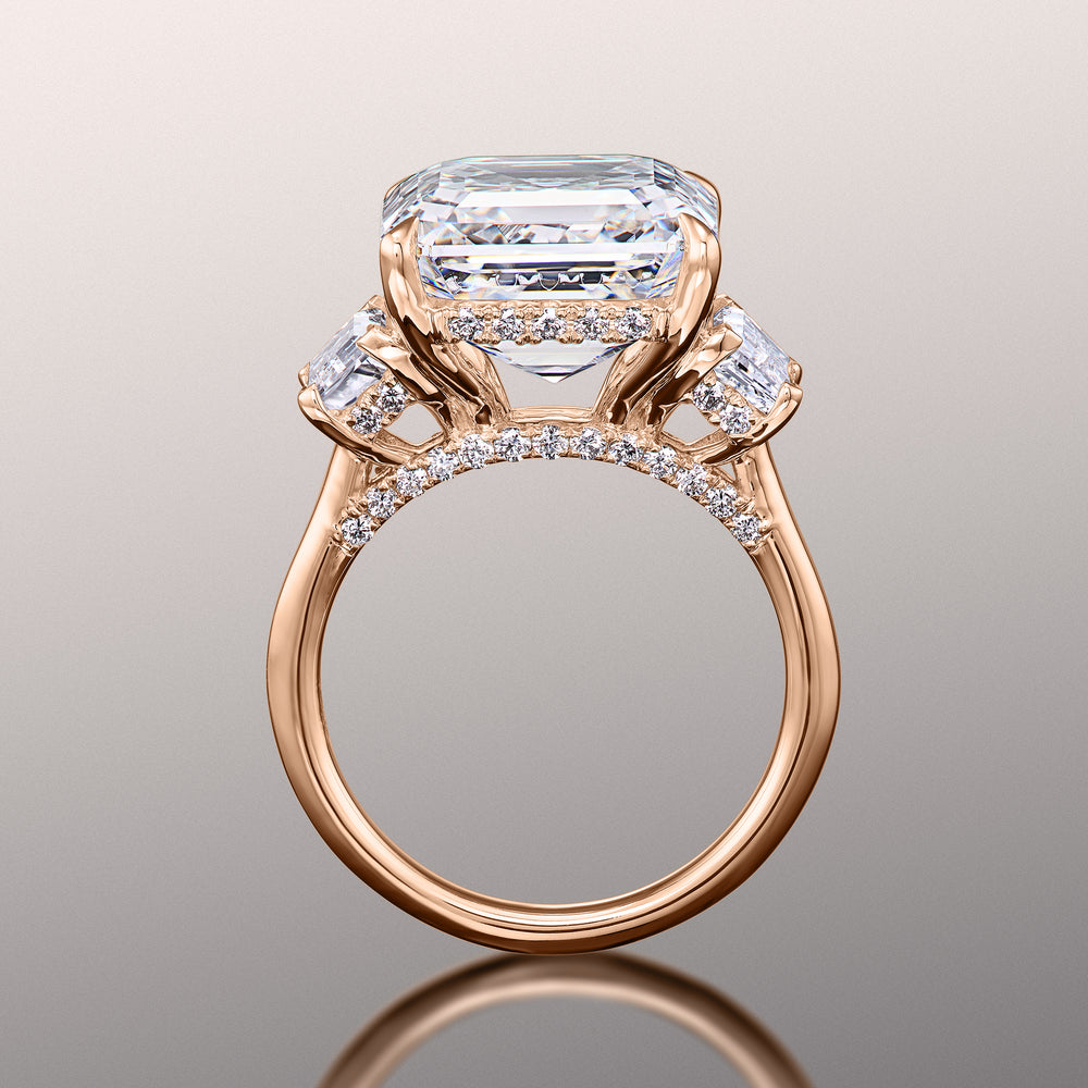 Asscher Cut The Vecellio Ring with Lab Grown Diamond in 14KT Rose Gold view 2
