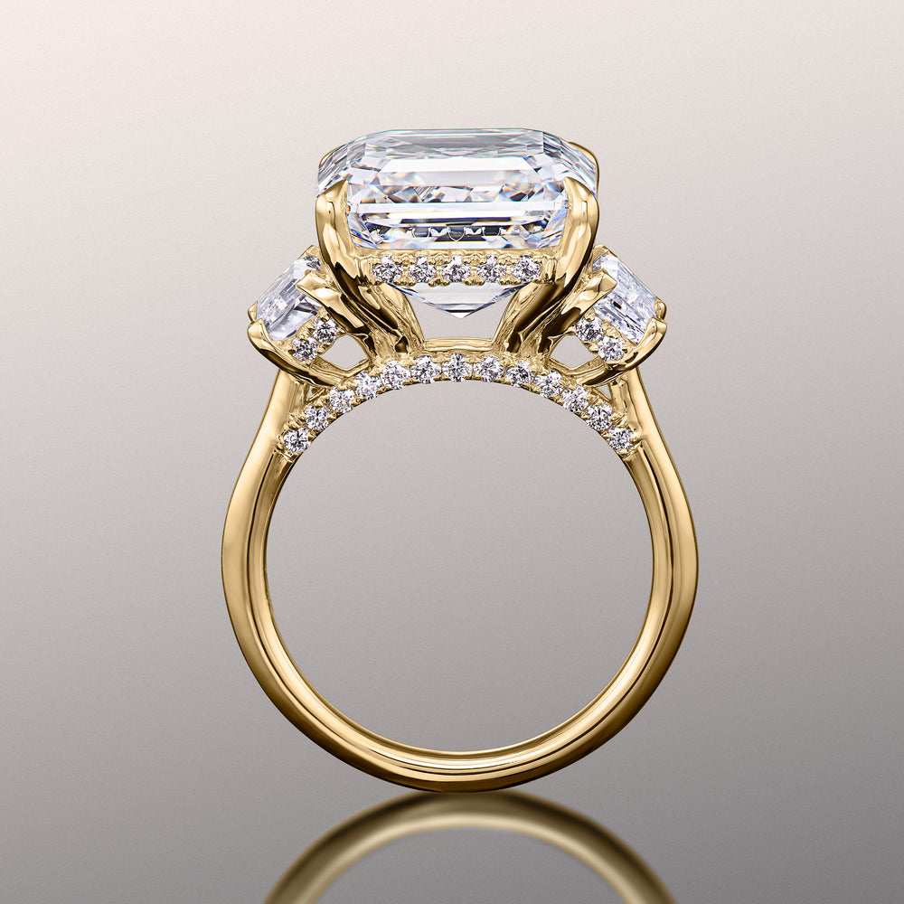 Asscher Cut The Vecellio Ring with Lab Grown Diamond in 14KT Yellow Gold view 2
