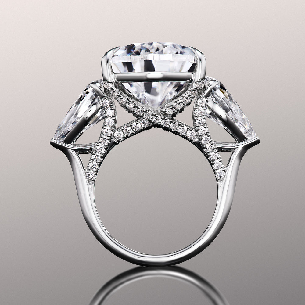 Pear Cut The da Vinci Ring with Lab Grown Diamond in 14KT White Gold view 2
