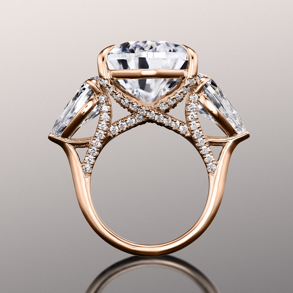 Pear Cut The da Vinci Ring with Lab Grown Diamond in 14KT Rose Gold view 2
