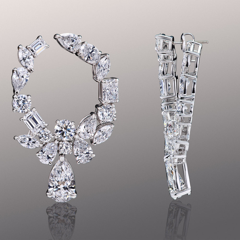 The Raphael Earrings with 18KT White Gold / Lab / 39 Cut Diamond in 14KT White Gold / Lab / 39 view 2

