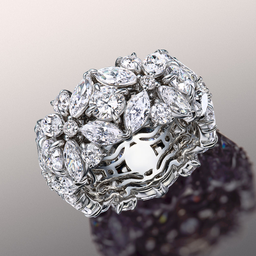 The Waterhouse Reserve Eternity Ring with Platinum / Natural / 9 1/2 Cut Diamond in 14KT Platinum / Natural / 9 1/2 view 3
