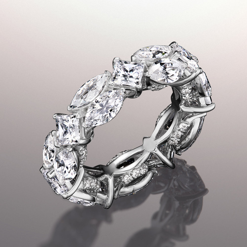 The Renoir Reserve Eternity Ring with Platinum / Natural / 9 5/8 Cut Diamond in 14KT Platinum / Natural / 9 5/8 view 3
