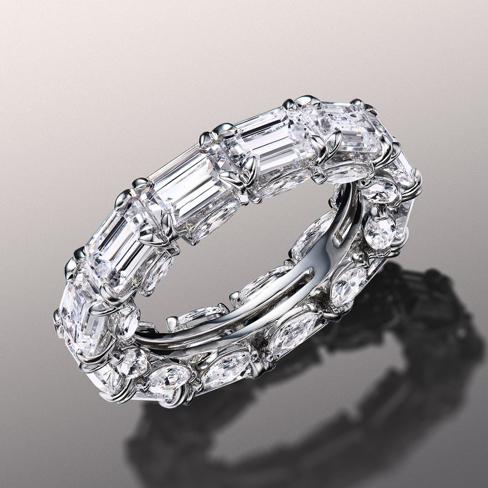 The Grun Reserve Eternity Ring with Platinum / Natural / 10 9/10 Cut Diamond in 14KT Platinum / Natural / 10 9/10 view 3
