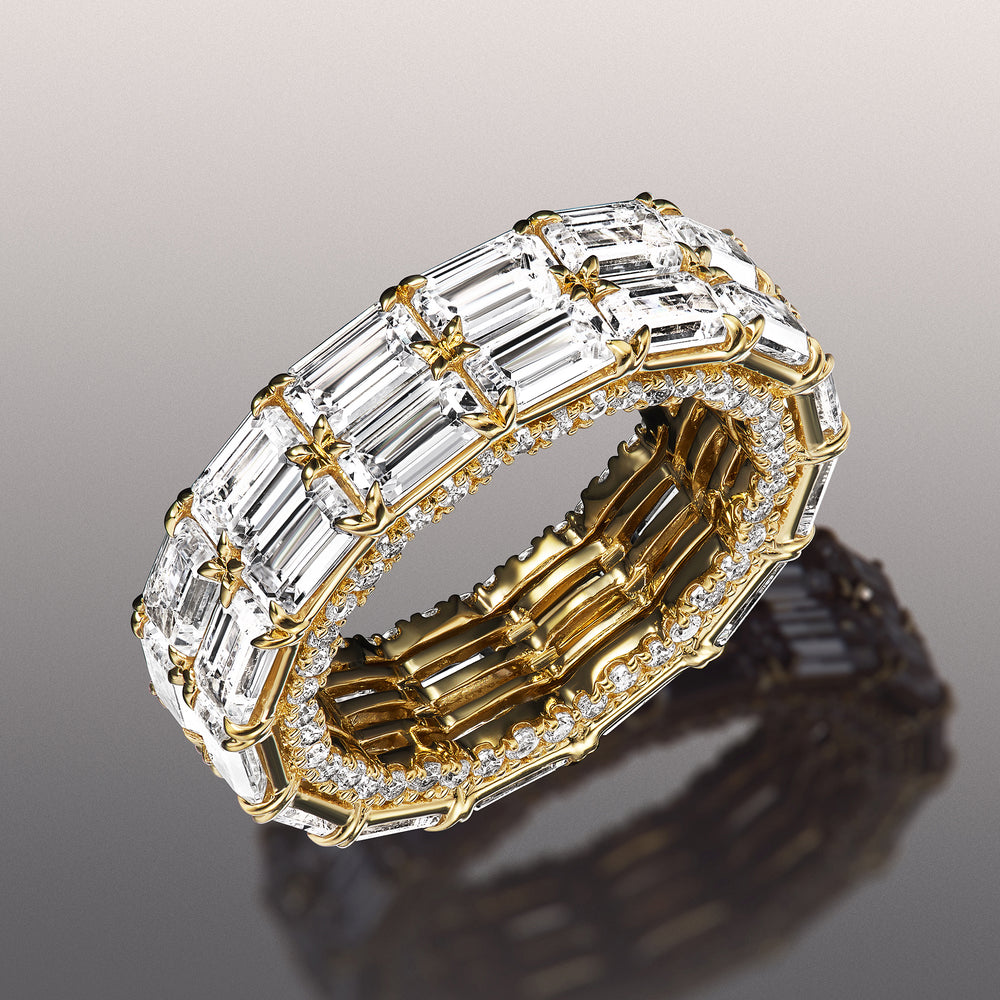 The Krasner Reserve Eternity Ring with 18KT Yellow Gold / Natural / 14 3/4 Cut Diamond in 14KT Yellow Gold / Natural / 14 3/4 view 3
