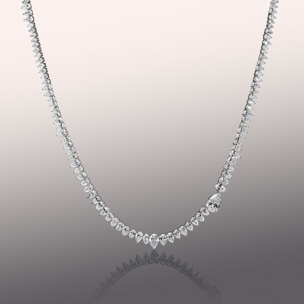 The Bradford Necklace with Lab Cut Diamond in 14KT White Gold view 1
