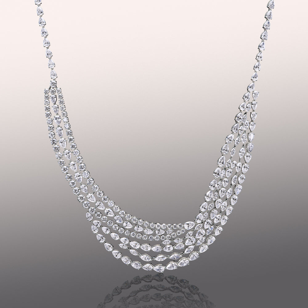 The Ernst Necklace with Lab Cut Diamond in 14KT White Gold view 1
