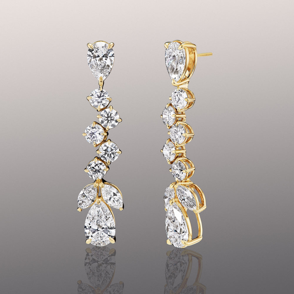 The Bosch Earrings with 18KT Yellow Gold / Lab / 22 9/10 Cut Diamond in 14KT Yellow Gold / Lab / 22 9/10 view 1
