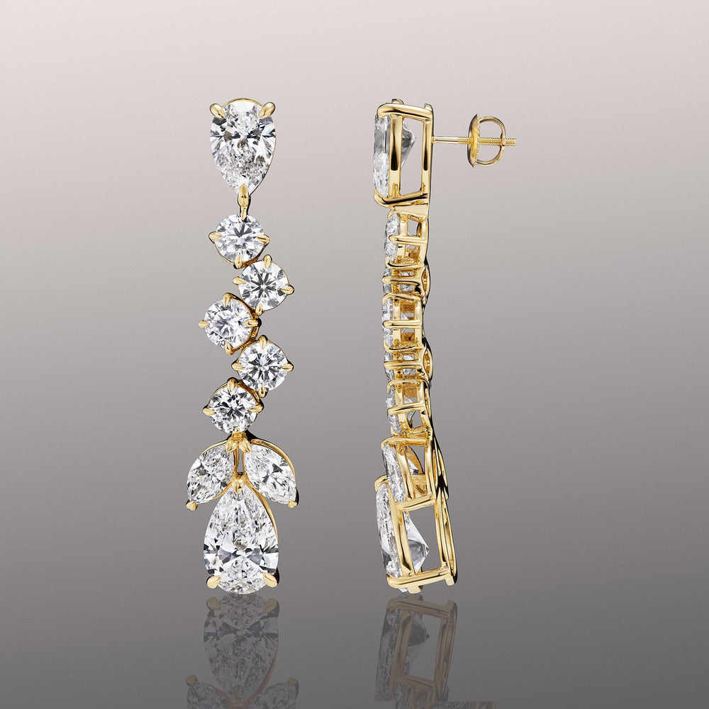 The Bosch Earrings with 18KT Yellow Gold / Lab / 22 9/10 Cut Diamond in 14KT Yellow Gold / Lab / 22 9/10 view 2
