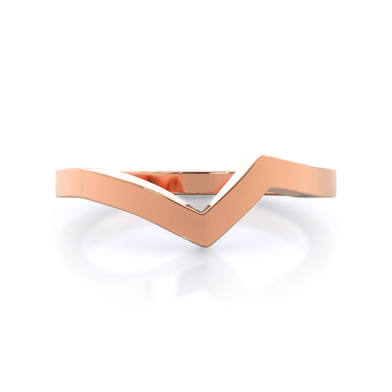 Chic East West Solitaire Diamond Wedding Band with 18KT Rose Gold Cut Diamond in 14KT Rose Gold view 1
