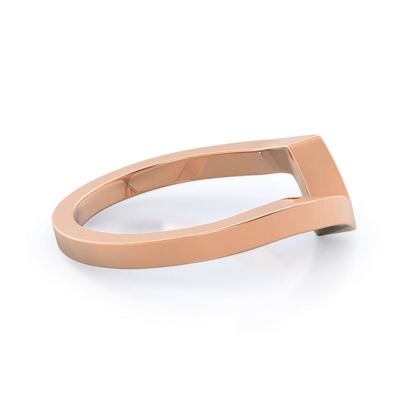 Chic East West Solitaire Diamond Wedding Band with 18KT Rose Gold Cut Diamond in 14KT Rose Gold view 3
