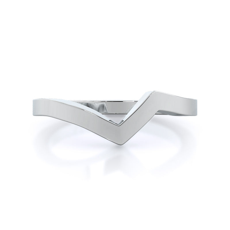 Chic East West Solitaire Diamond Wedding Band with Platinum Cut Diamond in 14KT Platinum view 1
