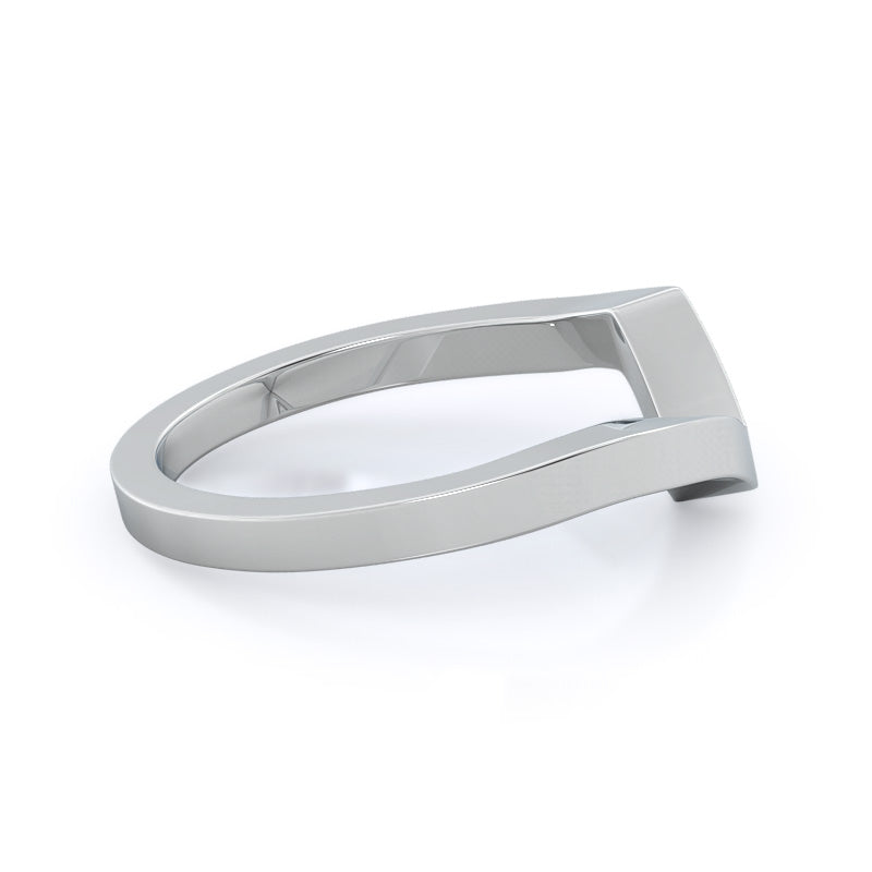 Chic East West Solitaire Diamond Wedding Band with Platinum Cut Diamond in 14KT Platinum view 3

