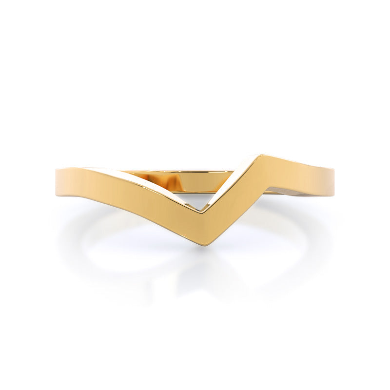 Chic East West Solitaire Diamond Wedding Band with 18KT Yellow Gold Cut Diamond in 14KT Yellow Gold view 1
