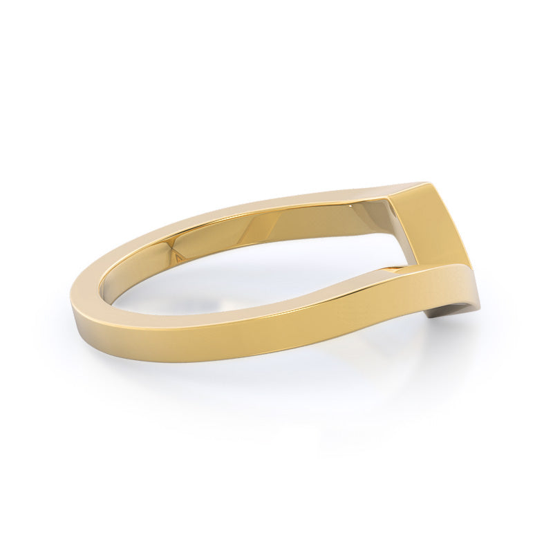 Chic East West Solitaire Diamond Wedding Band with 18KT Yellow Gold Cut Diamond in 14KT Yellow Gold view 3

