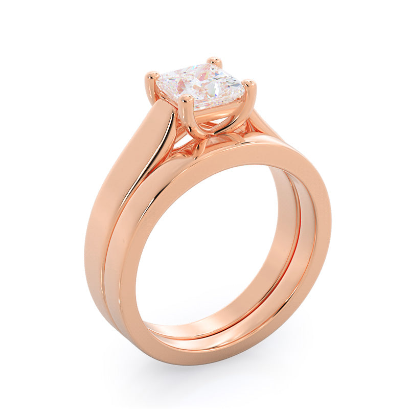 Trellis Wedding Band with 18KT Rose Gold Cut Diamond in 14KT Rose Gold view 3
