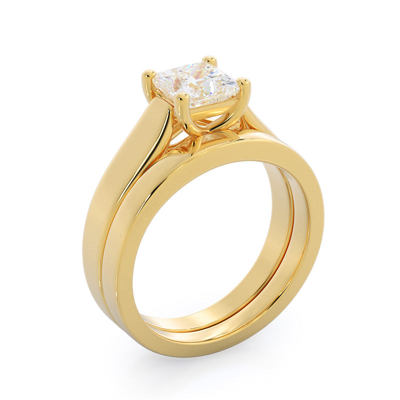 Trellis Wedding Band with 18KT Yellow Gold Cut Diamond in 14KT Yellow Gold view 3
