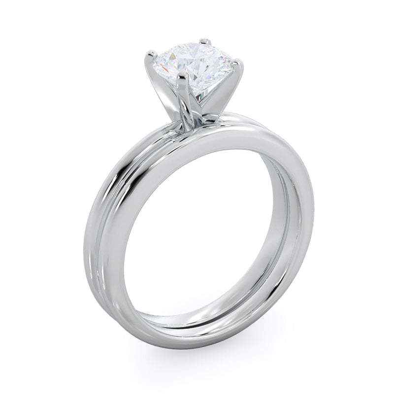 2 1/2 cttw Round Cut Classic Four Prong Solitaire Diamond Engagement Ring with 2 1/2 Cut Diamond in 14KT Round view 4

