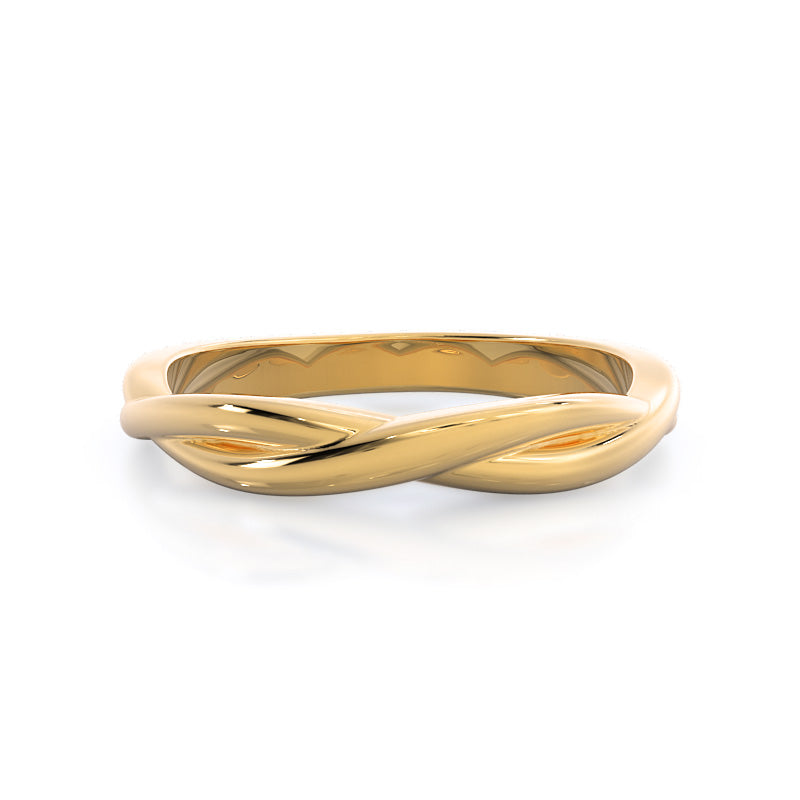 Twisting Solitaire Wedding Band with 18KT Yellow Gold Cut Diamond in 14KT Yellow Gold view 1
