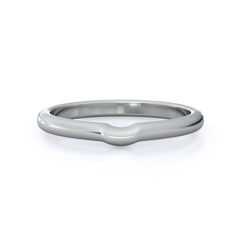 Luminous Six Prong Solitaire Wedding Band with Platinum Cut Diamond in 14KT Platinum view 1
