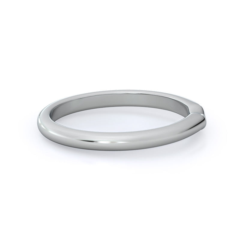 Luminous Six Prong Solitaire Wedding Band with Platinum Cut Diamond in 14KT Platinum view 4
